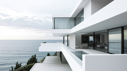 Modern seaside white villa residential architecture