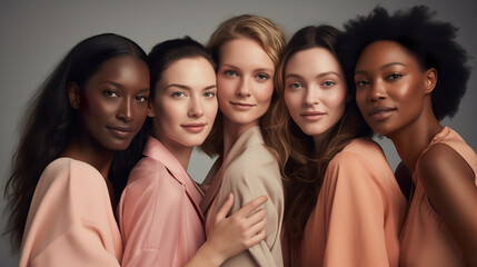 Fototapeta premium Portrait of diverse group Of beautiful women