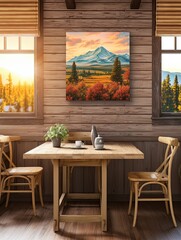Fototapeta na wymiar Cozy Cabin Getaways Panoramic Landscape Print: Expansive Retreat & Scenic Vista Wall Art