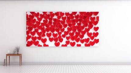 frame of red hearts on white background in the room