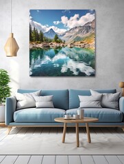 Crystal Clear Alpine Lakes Canvas Print: Lakeview Artwork Reflection in Stunning Beauty