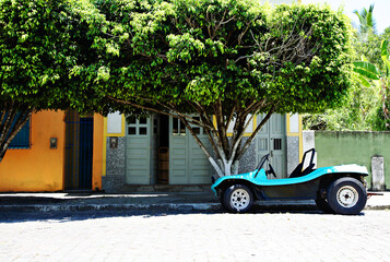 Beach buggy, Canavieiras, Bahia, Brazil, South America. - obrazy, fototapety, plakaty