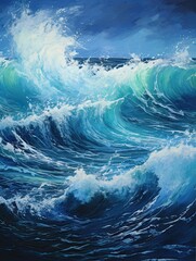 Vivid Storm Depiction: Dramatic Ocean Storms Acrylic Art Capturing Ocean Turbulence