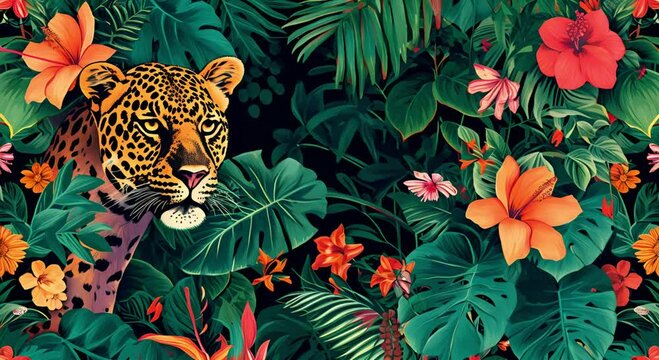 Tropical exotic pattern with animals