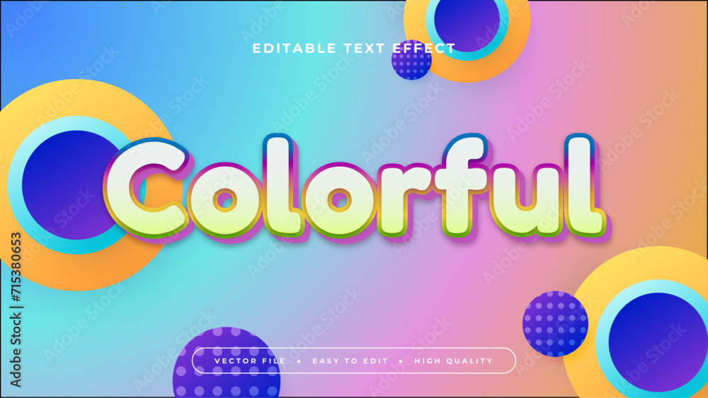 Poster Colorful colourful colorful 3d editable text effect - font style. Colorful text style effect