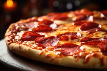 Pepperoni pizza delicious food close up