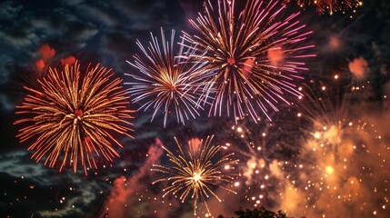 Fototapeta premium background of colorful fireworks in the sky