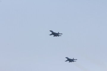 A Fighter planes of the Naval Forces of Ukraine at a military parade in the city of Odesa. Ukraine. August 24, 2021