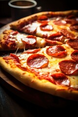 Pepperoni pizza delicious food close up
