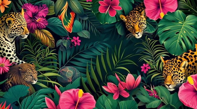 Tropical exotic pattern with animals