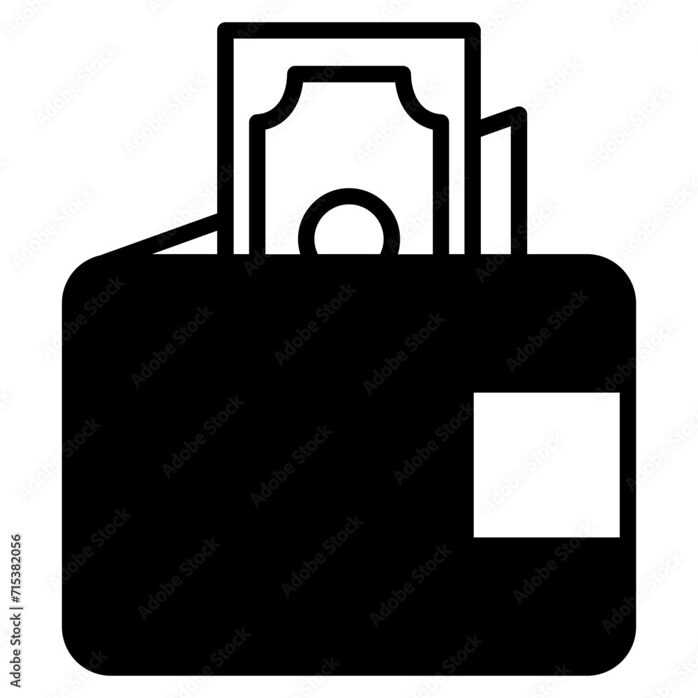 Sticker dollar wallet solid glyph icon