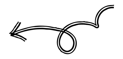 Hand drawn simple arrow drawn with wax crayon, chalk or charcoal. Uneven dry texture for underlining highlighting. Pencil drawn lines, strikethrough, grungy vector isolated on white.