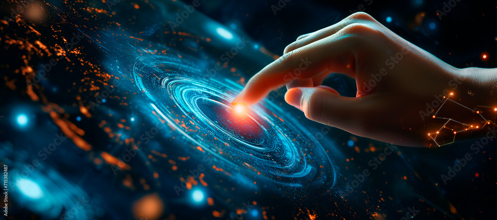 Wall mural a hand touching a rocket. how to improve web search engine ranking?, in the style of a futuristic sp