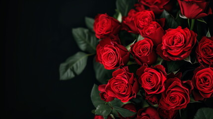 Obraz premium A bouquet of red roses, copy space - Generative AI