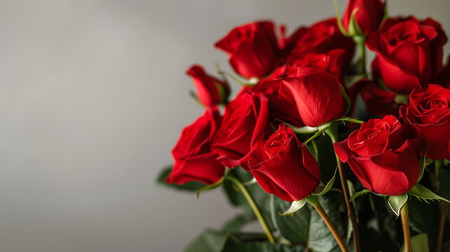 A bouquet of red roses, copy space - Generative AI