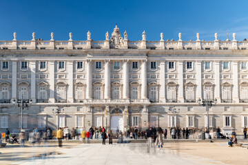 Madrid Royal Palace Facade. Long exposure. January 2024