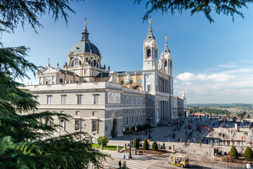 La Almudena Cathedral in Madrid Downtown. Sunny winter day 2024