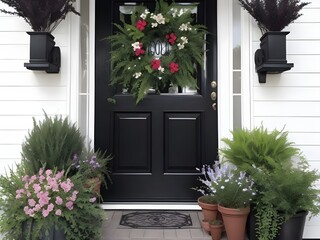 Naklejka premium modern interior door with flowers