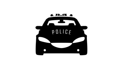 Police car sign, black isolated silhouette