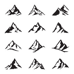 set of mountain silhouette vector	
