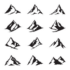 set of mountain silhouette vector	
