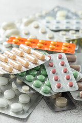 Variety of medicines and drugs.Medicine and healthcare concept.