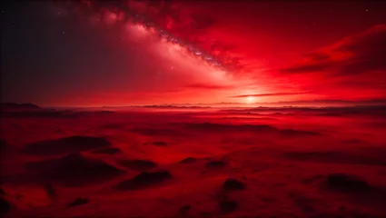 Foto op Canvas Crimson Cosmos: A Glorious Red Nebula Illuminates the Celestial Canva © Vincent Goh