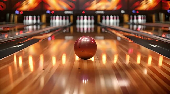 Close-up of a bowling ball. Bowling game concept