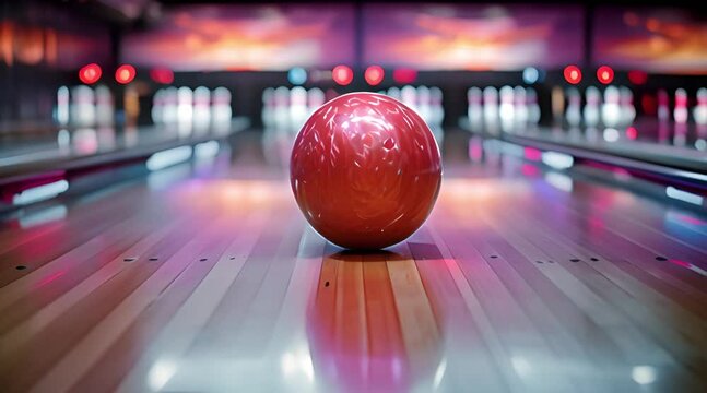 Close-up of a bowling ball. Bowling game concept