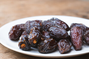 Medjool dates or Dates are brown, dried fruits that can be eaten with the skin on and have a very sweet taste.