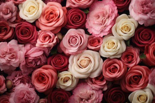 Background of voluminous roses