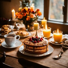 christmas cake and candle