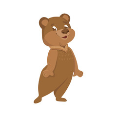 Cartoon vector of a brown grizzly bear isolated on a white background. Teddy for a children's poster or alphabet. Vector illustration