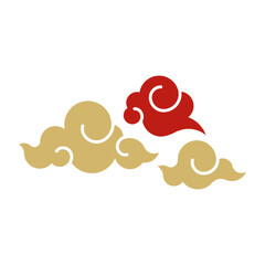 Three little cloud vector gold and red