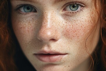 Face with freckles macro shot