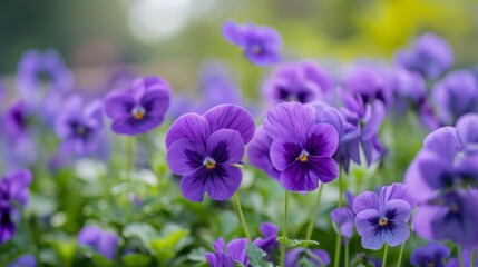 Obraz na płótnie Canvas Purple flowers growing on field
