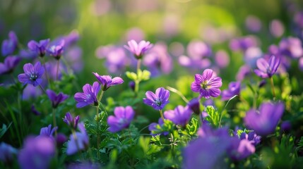 Obraz premium Purple flowers growing on field