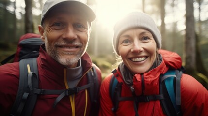 Couple in light activity as individuals or in pairs ie hiking, Nordic Walking or outdoor activities, nature, lifestyle, trek, hiking, forest, woman, active, outdoors, adventure
