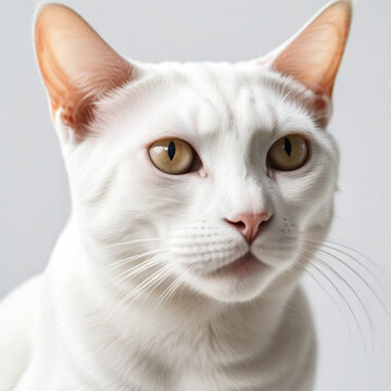 khao manee cat isolated on white background. ai generative