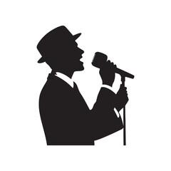 Lyrical Shadows: Singer Silhouettes Dancing in the Lyrical Shadows of Artistic Expression - Man Singing Illustration - Singer Vector
