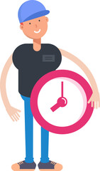 Boy Character Holding Clock
