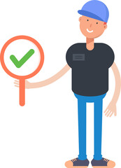 Boy Character and Check Mark
