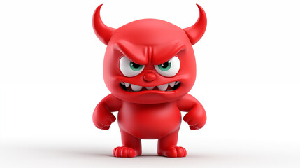 Angry devil with horns isolated in white background 3D cartoon