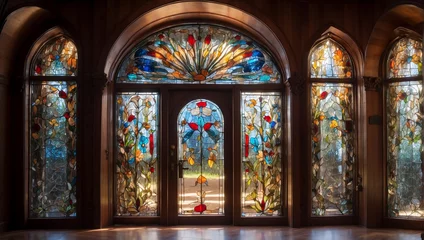 Crédence de cuisine en verre imprimé Coloré stained glass window