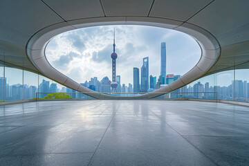 View the scenery of Lujiazui on the platform of the Bund in Shanghai, China.