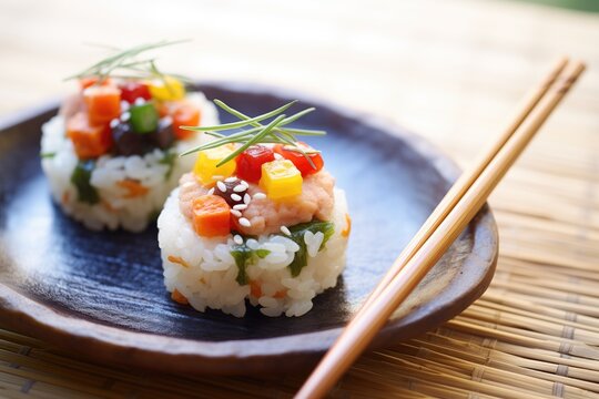umeboshi fillings in a cut open rice ball