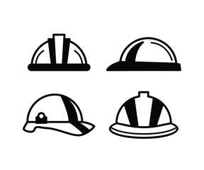 construction helmet icons set black white simple illustration collections flat style 