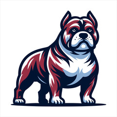 American bully dog. Red color. Beautiful modern flat logo, icon