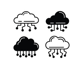 cloud computing industrial icon simple vector design black white illustration template collections