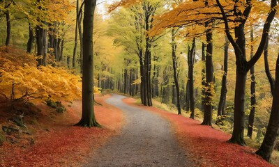 Autumn forest path